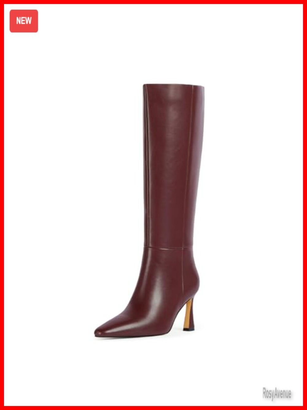 Women's Knee High Boots Square Toe Stiletto Heel Faux Leather PU